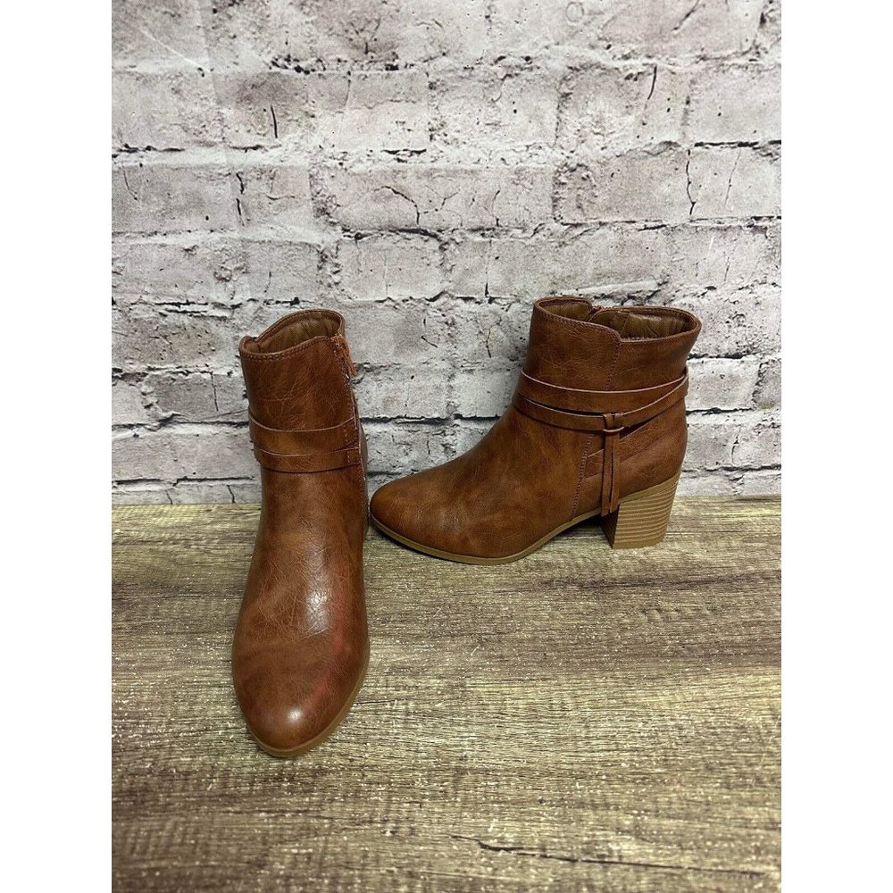 Frye & Co Women’s Ankle Boots Brown Size 8 Faux Leather 2.5” Heel